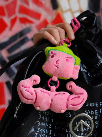 WuliBuddy the builder plush bag charm muscle character gym buddy keychain accessory