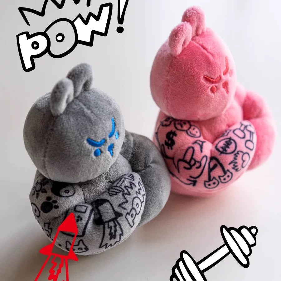 wulibuddy gray Coach Rabbit plush Bag Charm & keychain accessory on a white background