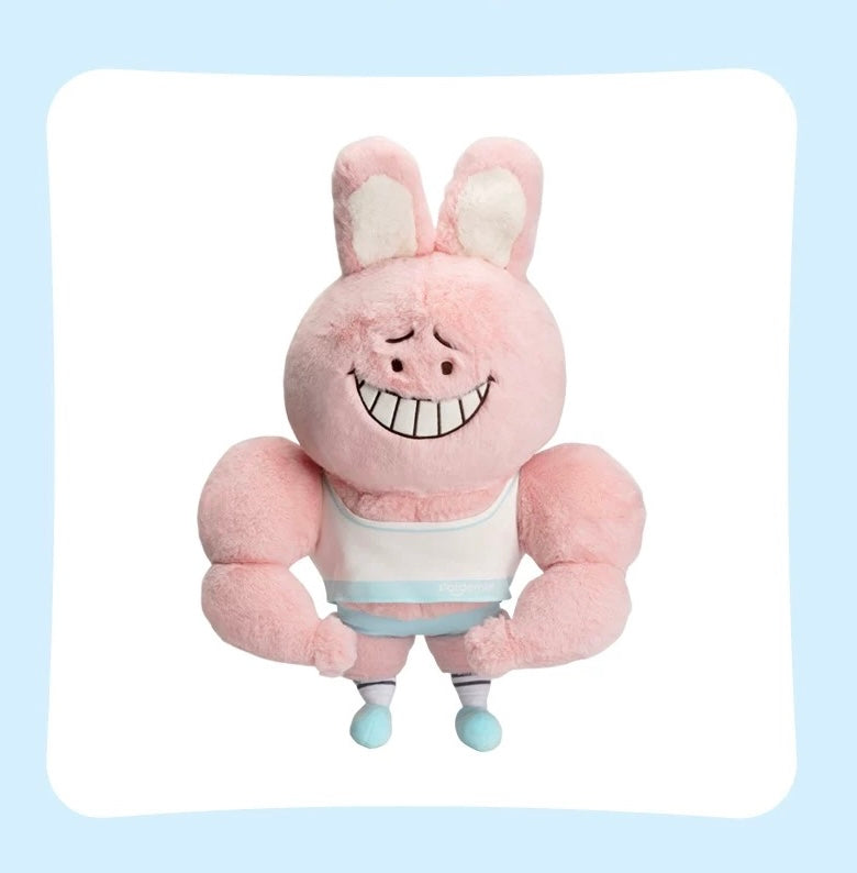 WuliBuddy pink muscle bunny plush toy cute character stuffed animal design